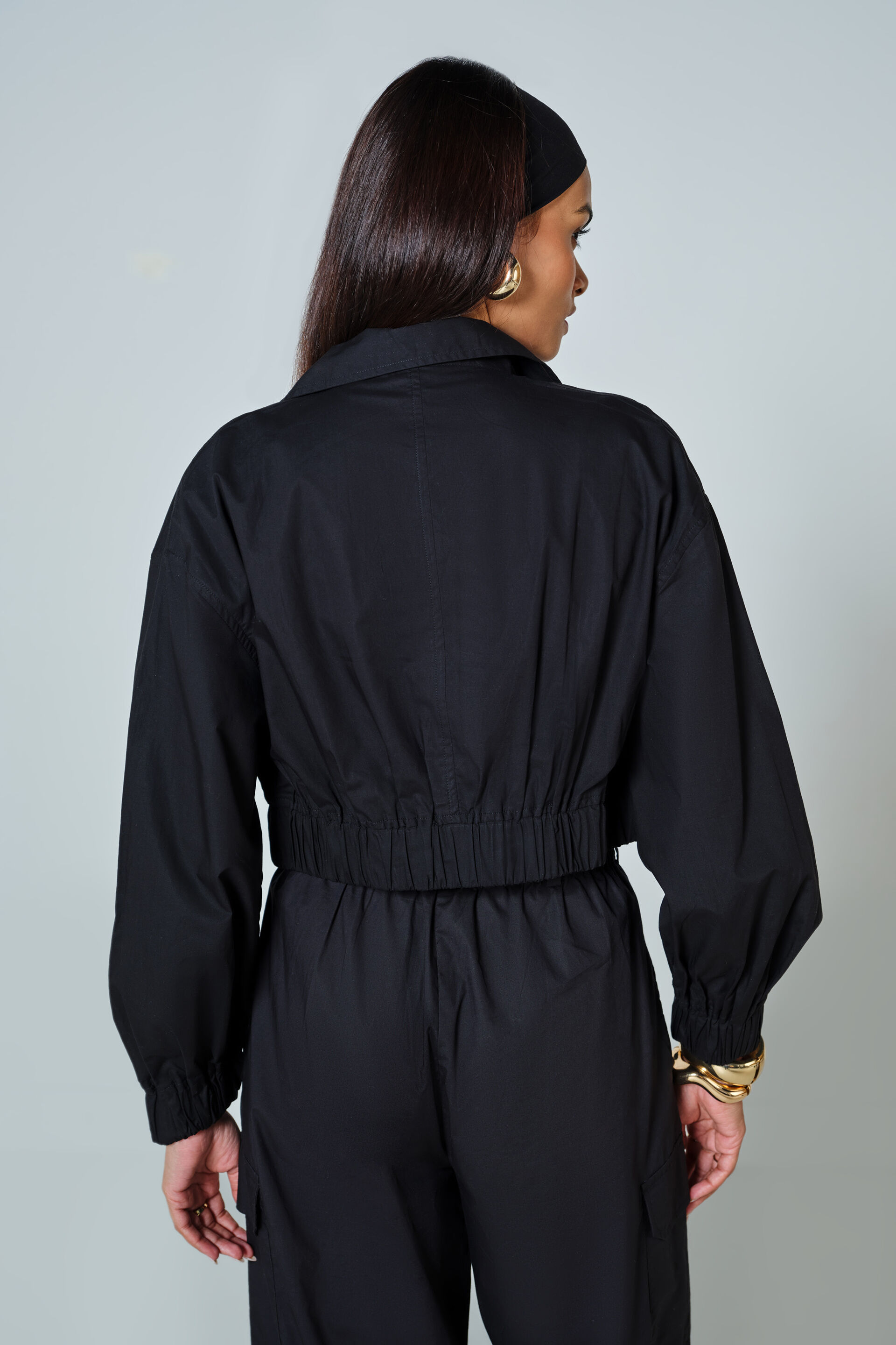 Chica Cropped Cotton Jacket, Black, image 5